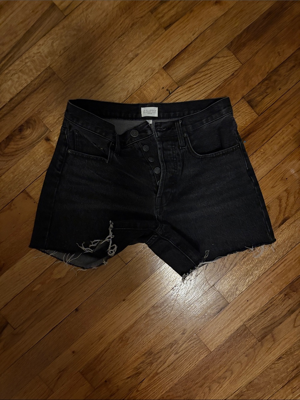 Z Supply Black Distressed Cutoff Jean Shorts